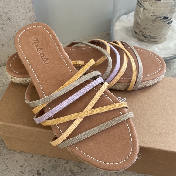Madewell Shoes - Madewell Katheryn Espadrille Slide Sandal In Colorblock Snake Embossed Leather